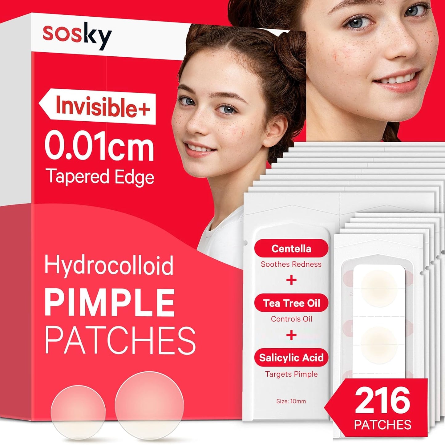 216 Ct Hydrocolloid Pimple Patches with Salicylic Acid — Invisible Acne Dots