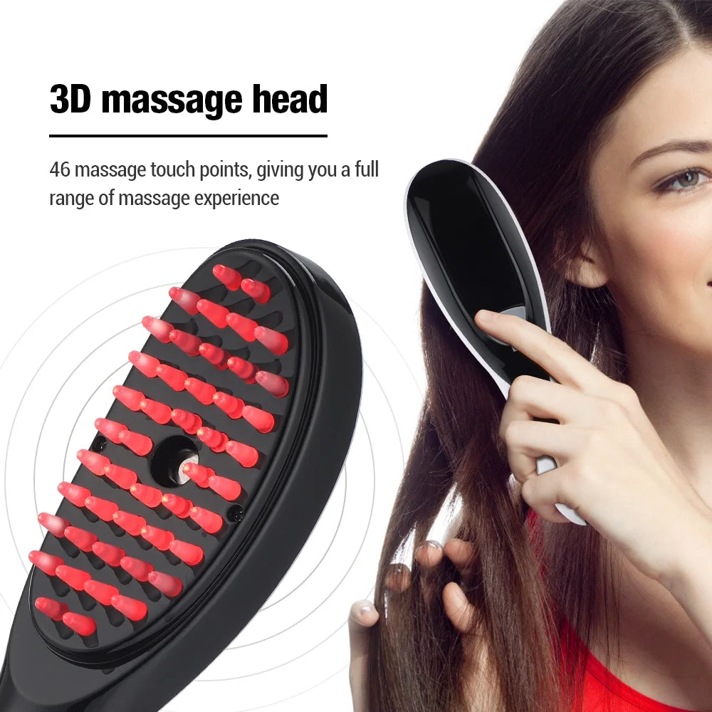 Electric Scalp Massager Brush — Red & Blue Light Therapy Comb for Hair Growth