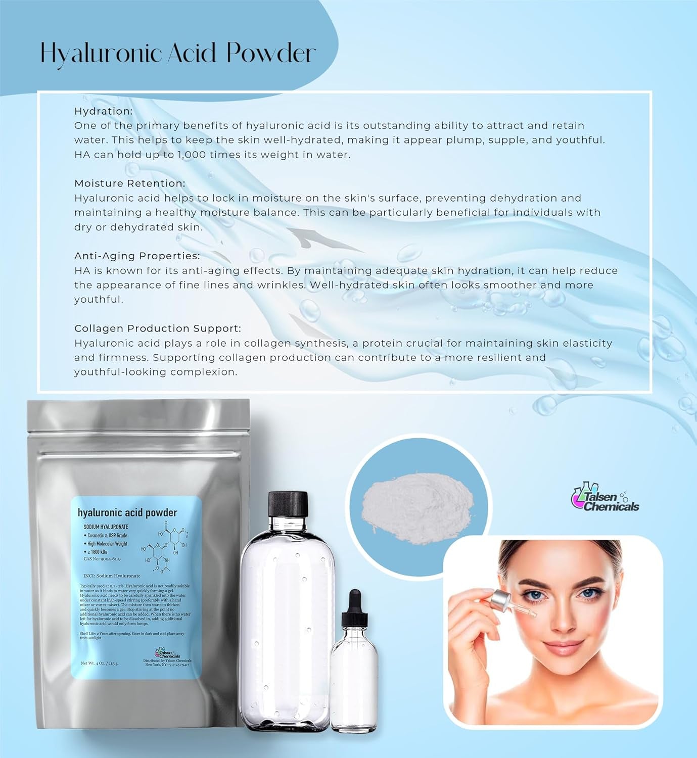 Pure Hyaluronic Acid Powder 15g — High Molecular Weight 1800 KDa+ Cosmetic Grade