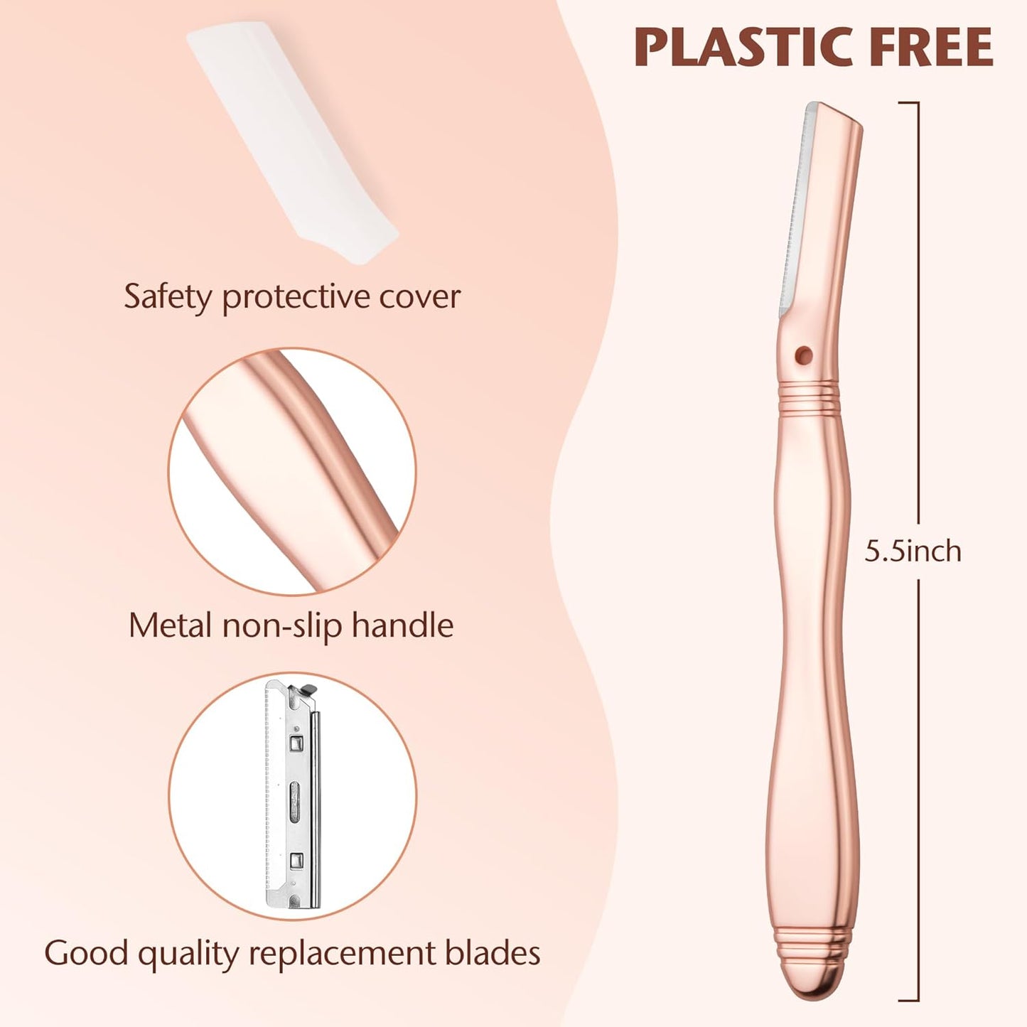 Eyebrow Razor & Dermaplaning Tool β Facial Razor for Women & Men, 6 Refills