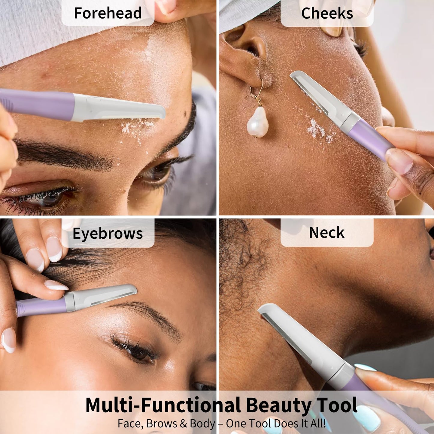 Dermaplane Razor for Women — Facial Hair Removal & Exfoliating Tool, 4 Blades