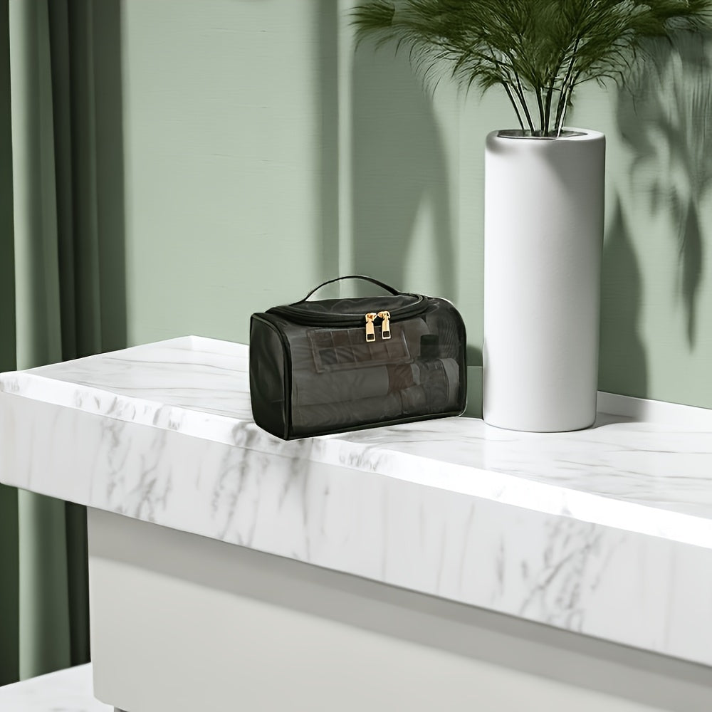 Zynerae Large Transparent Mesh Cosmetic Bag – Travel Makeup Organizer