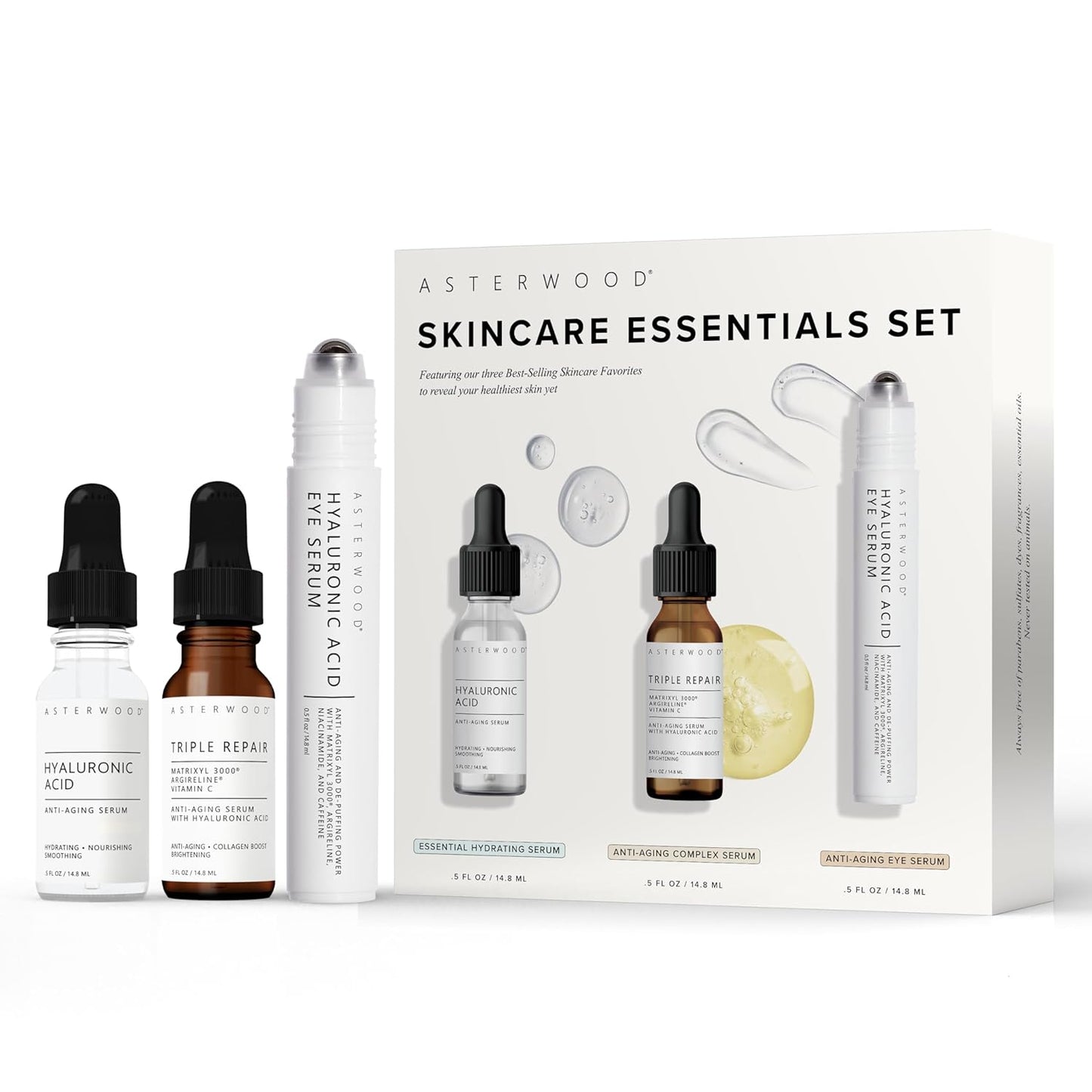 Skin Care Set — Hydrating & Anti-Aging with Hyaluronic Acid & Repair Serums