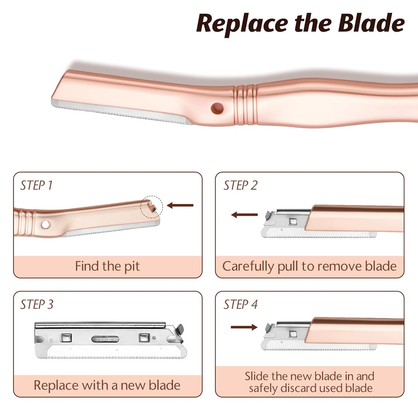 Eyebrow Razor & Dermaplaning Tool β Facial Razor for Women & Men, 6 Refills