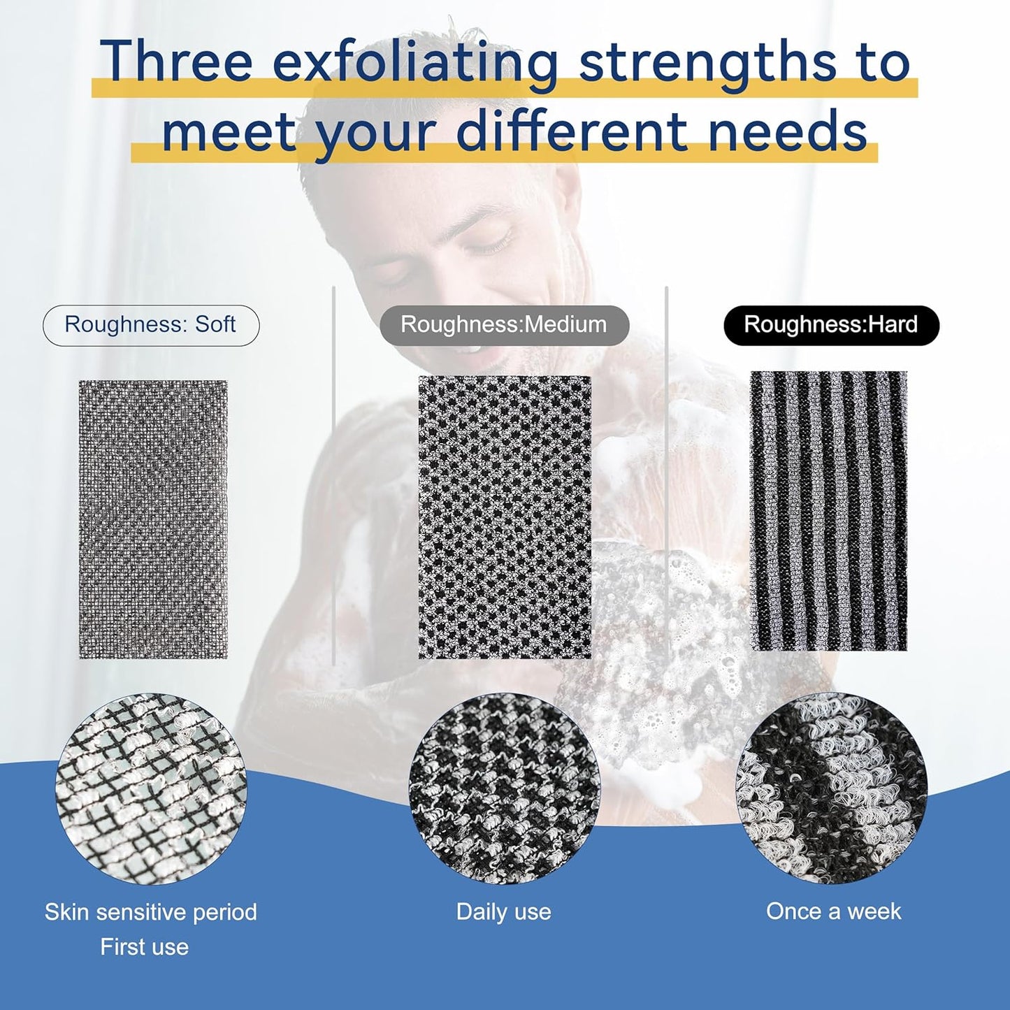 3 Pack Exfoliating Washcloths — Japanese & Korean Body Scrubbing Towels