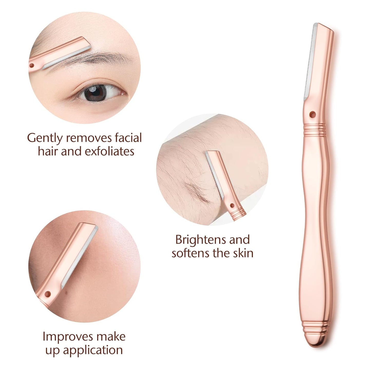 Eyebrow Razor & Dermaplaning Tool β Facial Razor for Women & Men, 6 Refills
