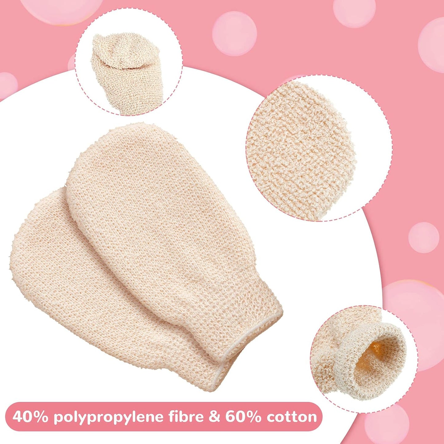 4 Pack Exfoliating Bath Gloves — Shower Scrubbing Mitts for Deep Cleaning