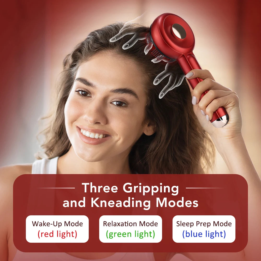 EMS Electric Head Massager — Scalp Hair Growth Comb with Light Therapy