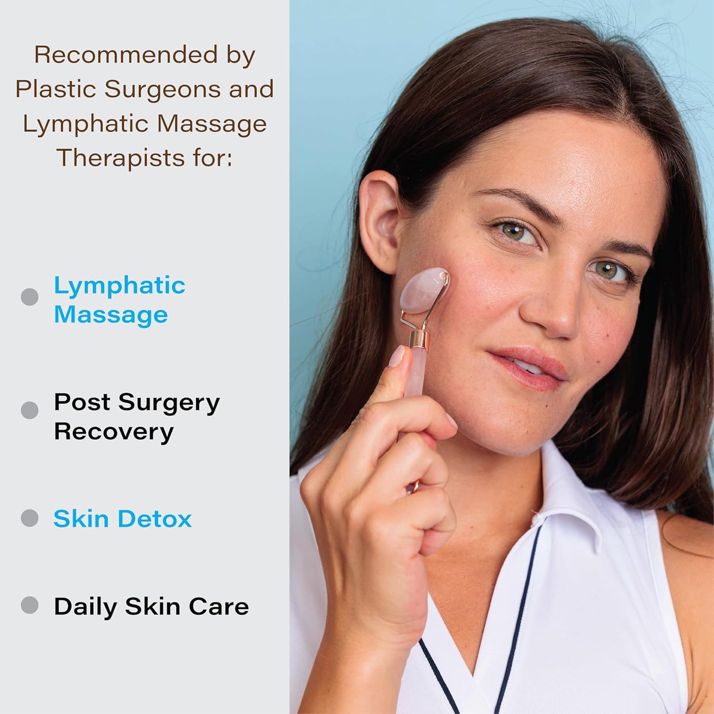 Rose Quartz Face Roller & Gua Sha Set — Lymphatic Drainage & Facial Massage