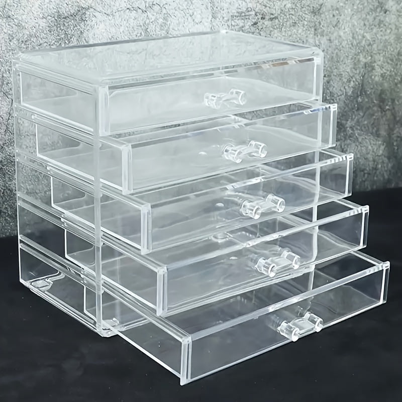 Zynerae 3/5-Tier Clear Acrylic Cosmetic Organizer – Dustproof Vanity Storage