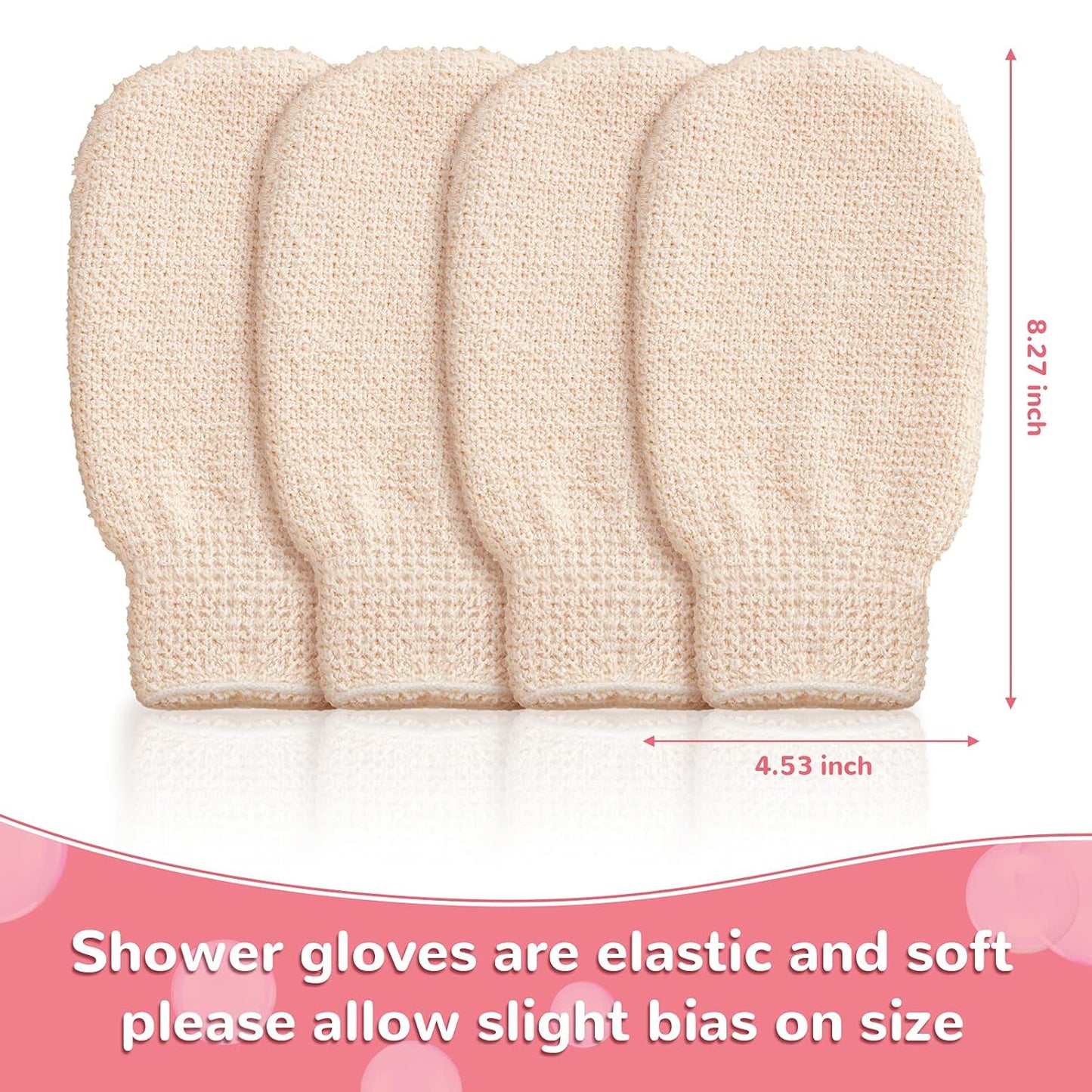 4 Pack Exfoliating Bath Gloves — Shower Scrubbing Mitts for Deep Cleaning