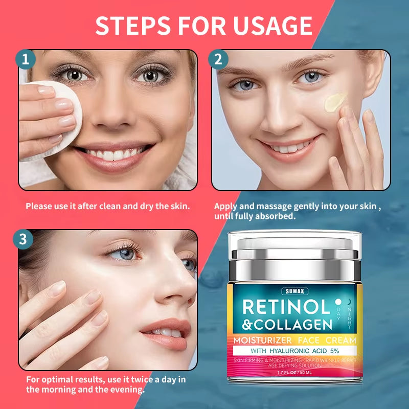 Retinol Face Cream 50ml — Moisturizing & Firming with Collagen & Hyaluronic Acid