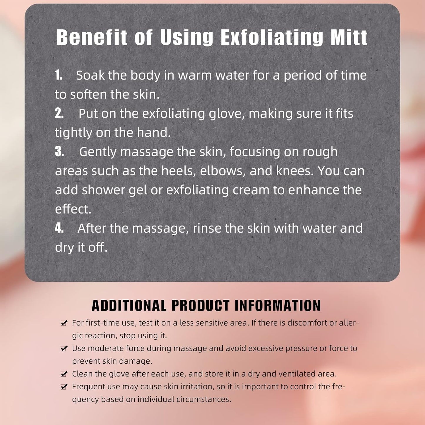 4 Pack Exfoliating Bath Gloves — Shower Scrubbing Mitts for Deep Cleaning