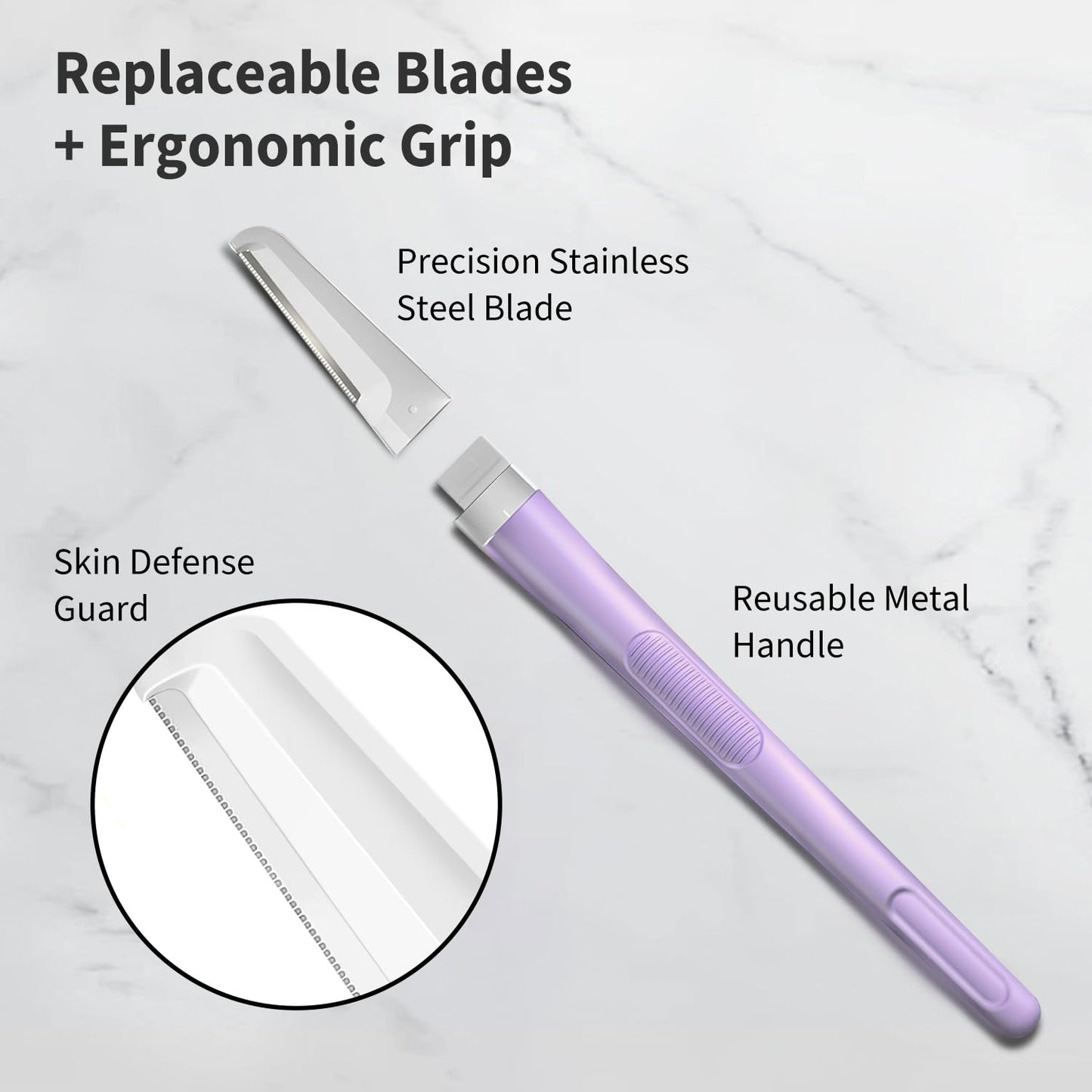 Dermaplane Razor for Women — Facial Hair Removal & Exfoliating Tool, 4 Blades