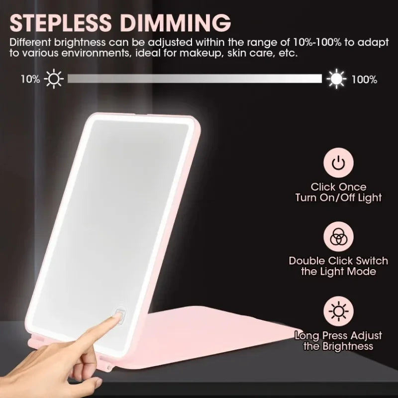 Vanity Makeup Mirror Portable LED Lighted Travel Touch Screen Dimming