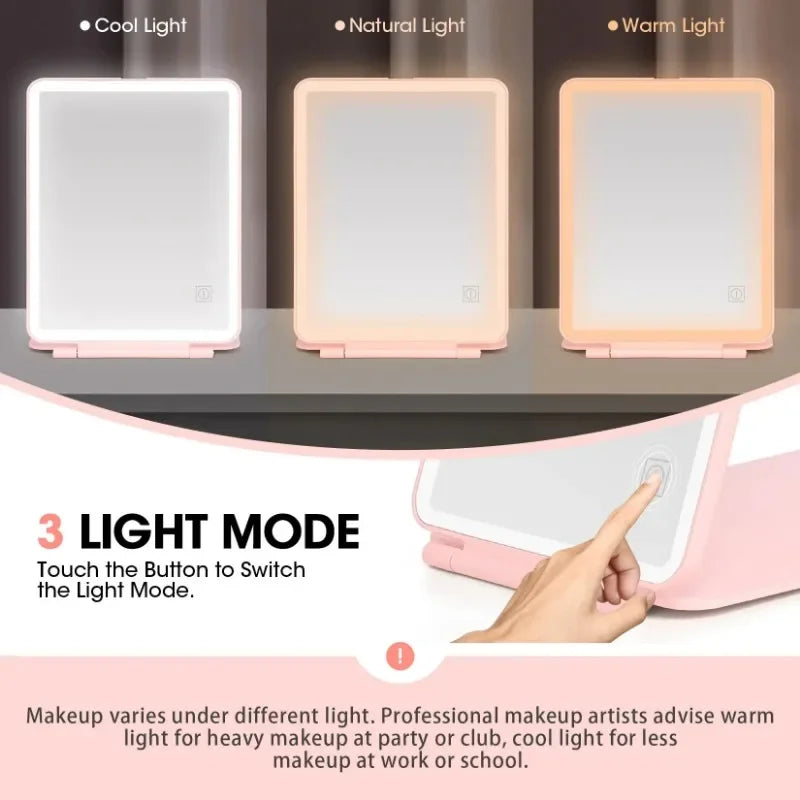 Vanity Makeup Mirror Portable LED Lighted Travel Touch Screen Dimming