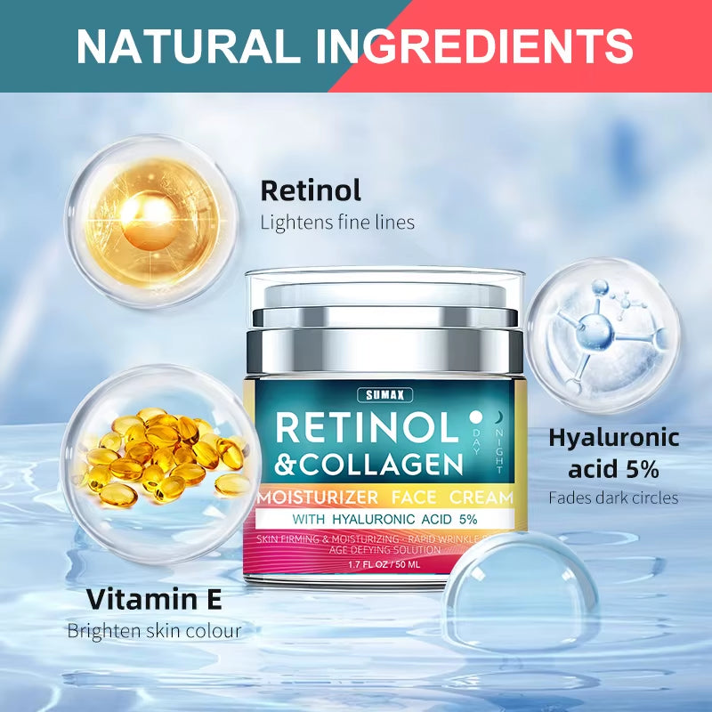 Retinol Face Cream 50ml — Moisturizing & Firming with Collagen & Hyaluronic Acid