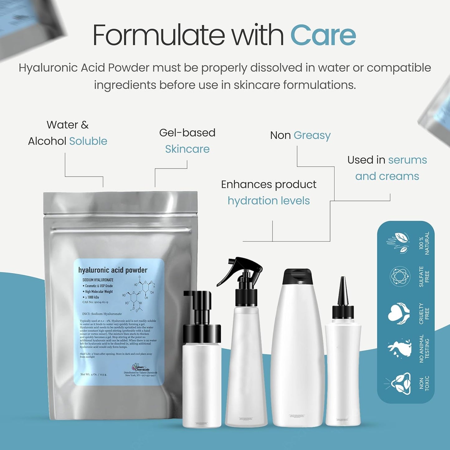 Pure Hyaluronic Acid Powder 15g — High Molecular Weight 1800 KDa+ Cosmetic Grade