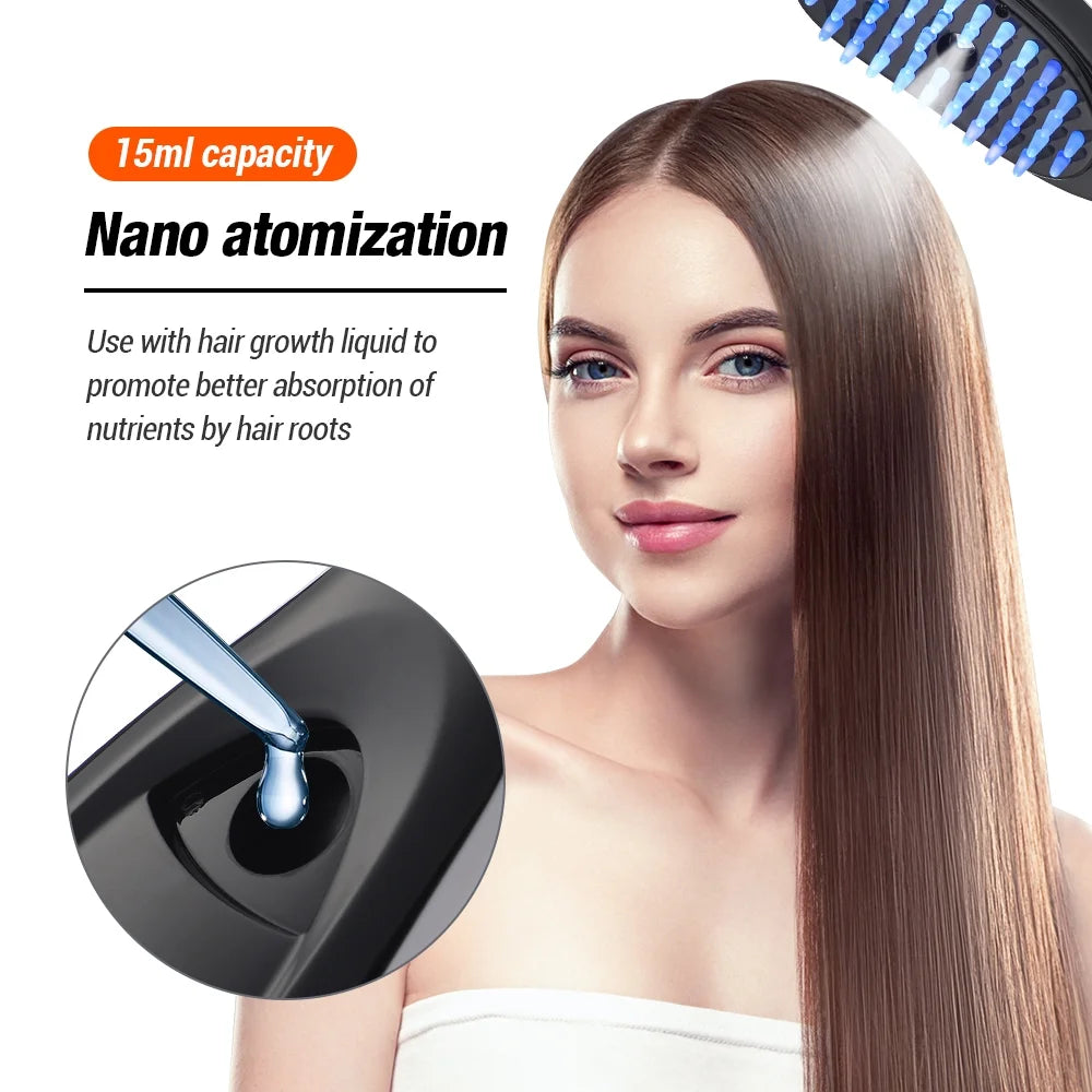 Electric Scalp Massager Brush — Red & Blue Light Therapy Comb for Hair Growth