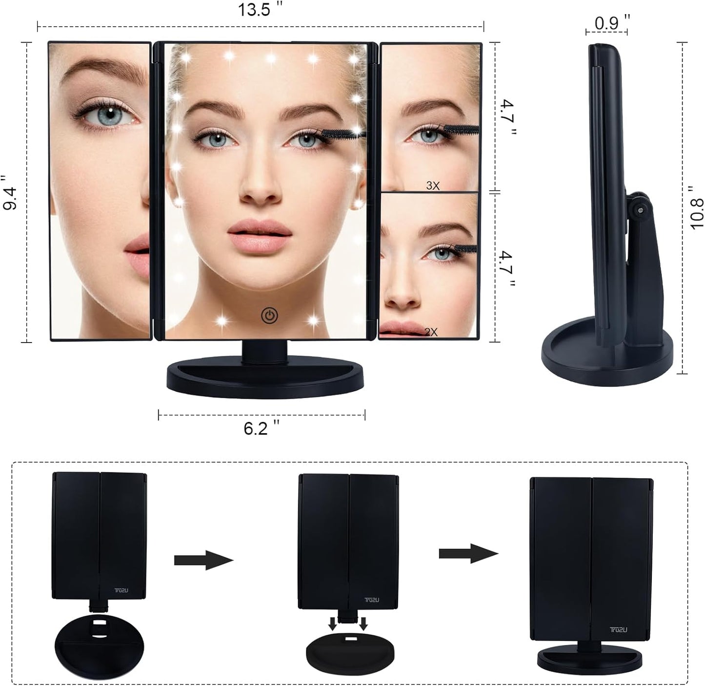 Vanity Makeup Mirror with Lights and Magnificatio