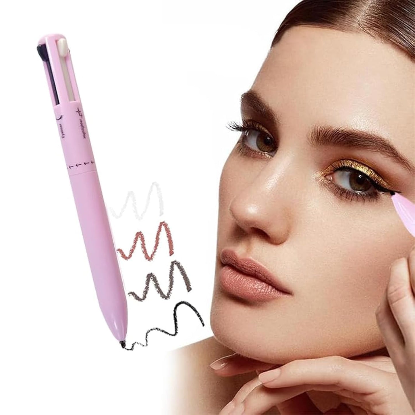 4-in-1 Makeup Pen, Multi-Function Beauty Pencil for Eyes, Lips & Brows