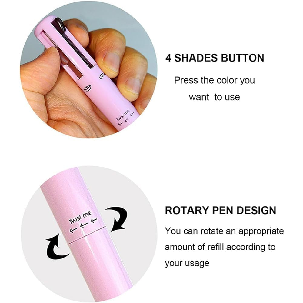 4-in-1 Makeup Pen, Multi-Function Beauty Pencil for Eyes, Lips & Brows