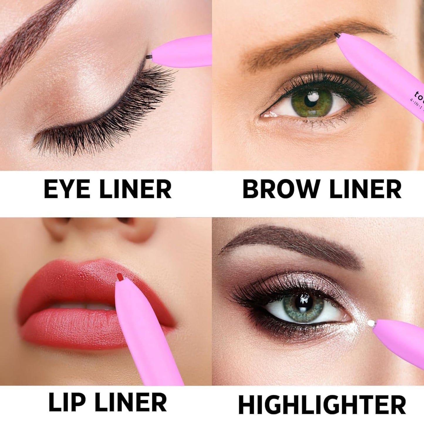 4-in-1 Makeup Pen, Multi-Function Beauty Pencil for Eyes, Lips & Brows
