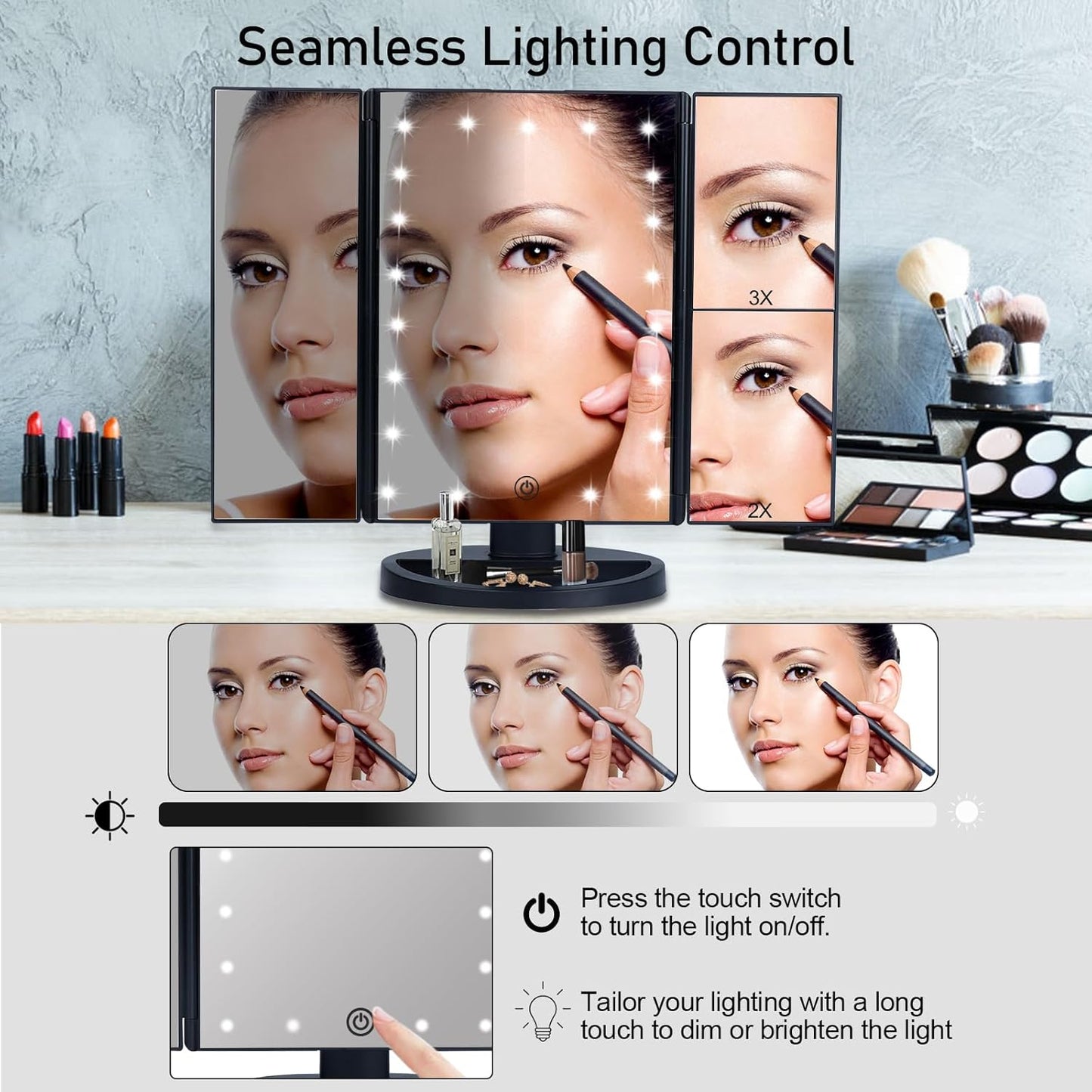 Vanity Makeup Mirror with Lights and Magnificatio