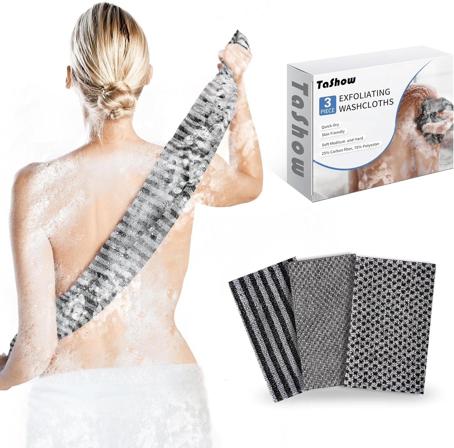 3 Pack Exfoliating Washcloths — Japanese & Korean Body Scrubbing Towels