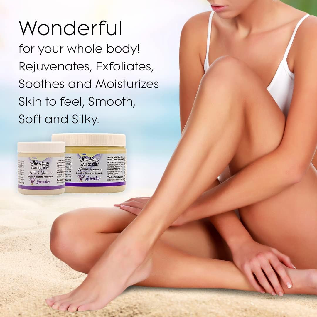 Sea Salt Body Scrub with Wooden Spoon — Exfoliating & Moisturizing, Lavender