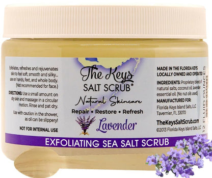 Sea Salt Body Scrub with Wooden Spoon — Exfoliating & Moisturizing, Lavender
