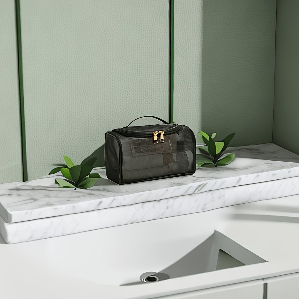 Zynerae Large Transparent Mesh Cosmetic Bag – Travel Makeup Organizer