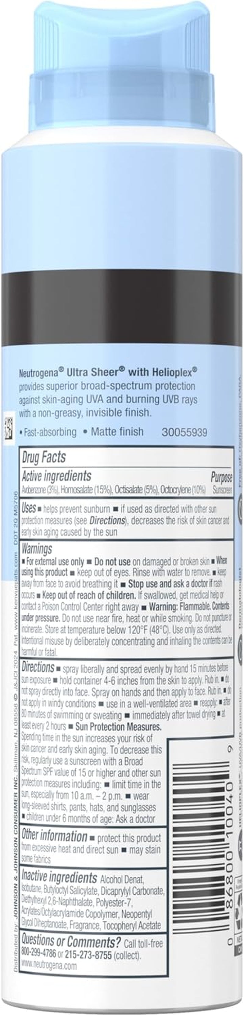 Ultra Sheer Body Mist Sunscreen Spray Broad Spectrum SPF 70, Lightweight, Non-Greasy & Water Resistant, Oil-Free & Non-Comedogenic UVA/UVB Sunscreen Mist, 5 Oz (Pack of 3)