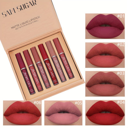 Zynerae Matte Liquid Lipstick Set – 6 Waterproof Shades, Long-Lasting.