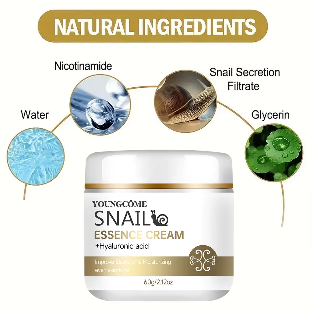 2 Pcs Snail Essence Cream with Hyaluronic Acid & Retinol — Moisturizing & Whitening