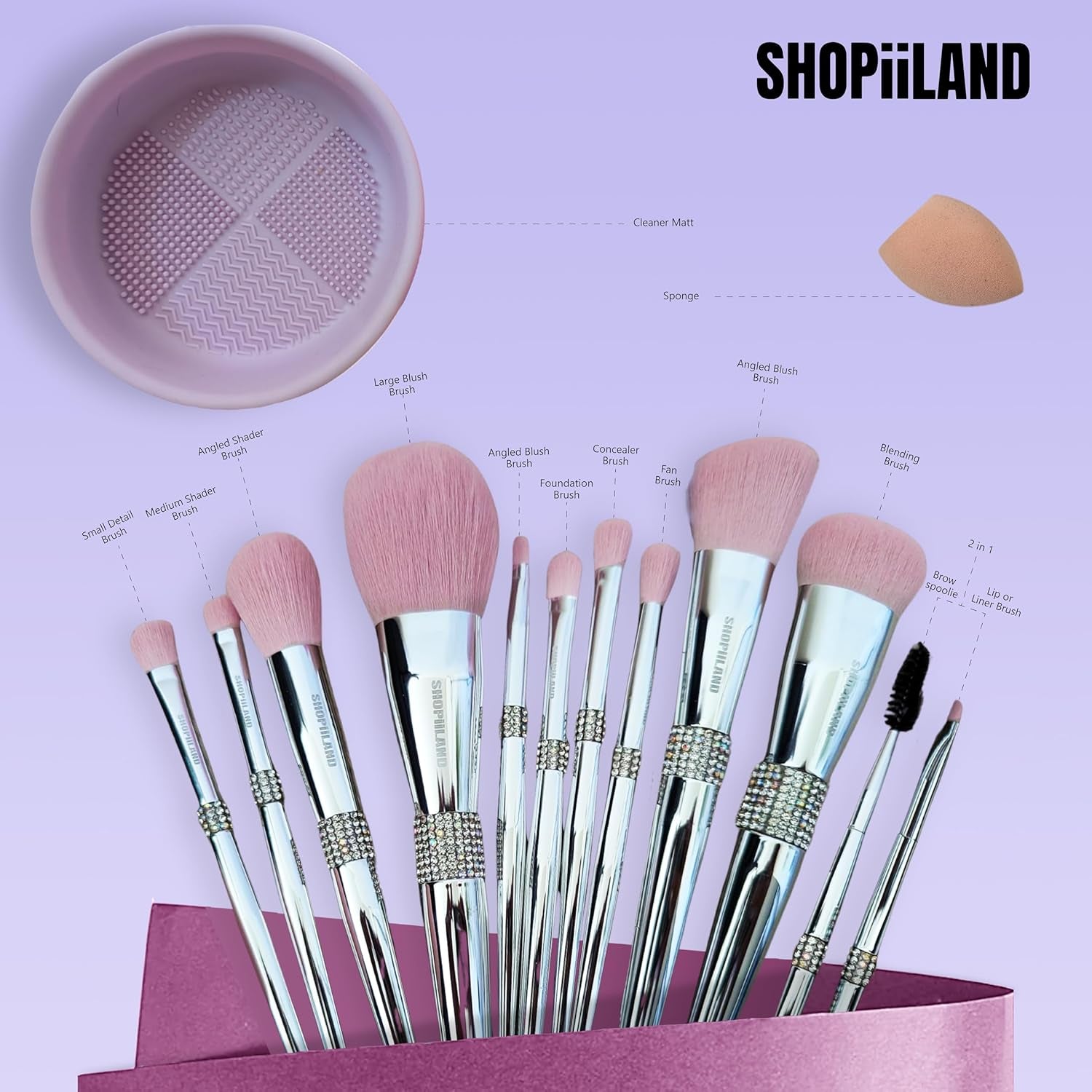 Makeup Brush Set Professional 11 Pieces with Case & Cleaning Mat Soft Vegan & Cruelty Free Bristles Liquid Powder Cream & Bronzer Includes Blender Blush & Eyeshadow Gift Ready