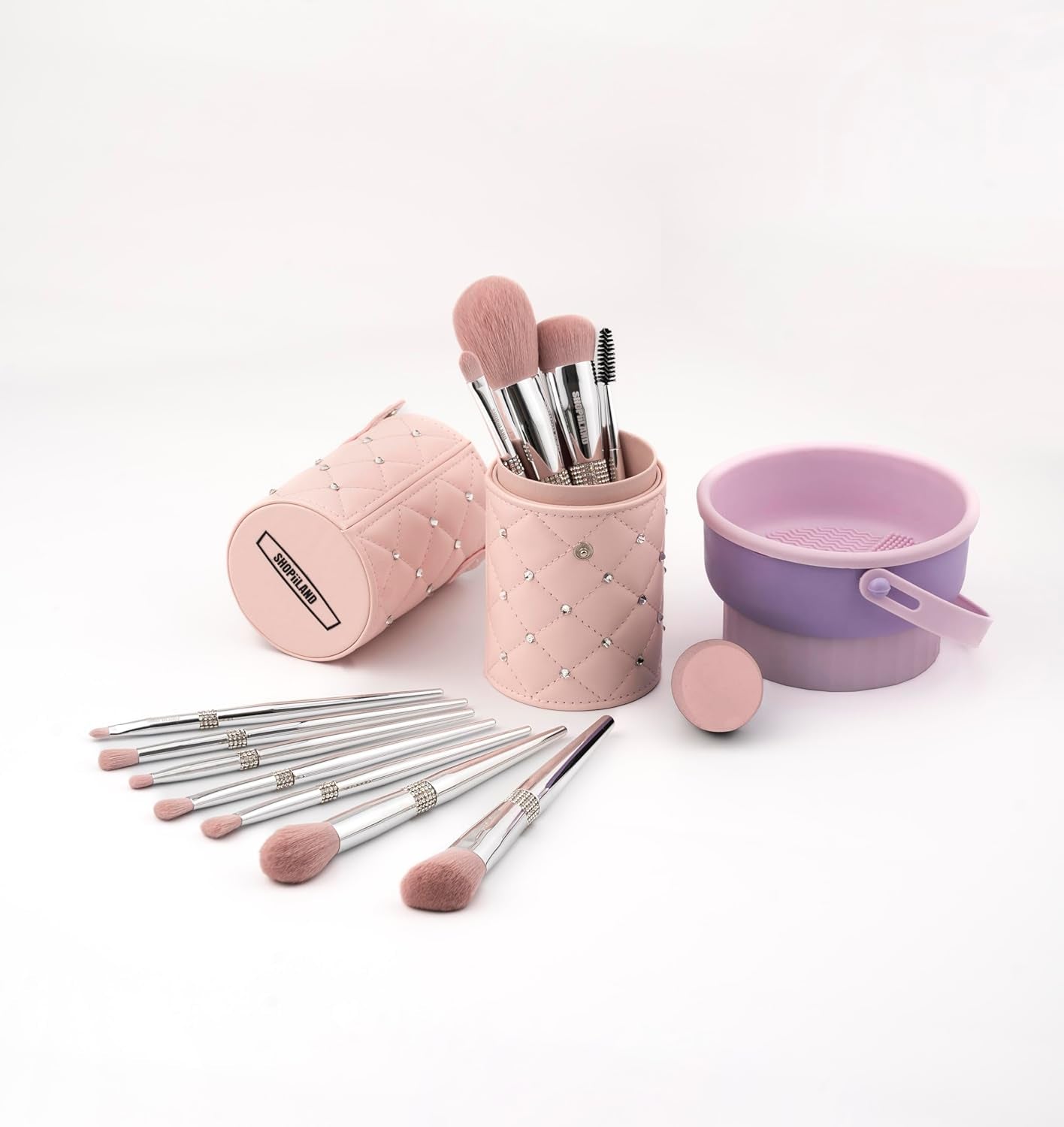 Makeup Brush Set Professional 11 Pieces with Case & Cleaning Mat Soft Vegan & Cruelty Free Bristles Liquid Powder Cream & Bronzer Includes Blender Blush & Eyeshadow Gift Ready