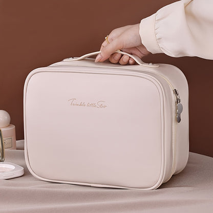 Zynerae Travel Makeup Bag – Spacious Faux Leather Organizer with Clear Compartments.