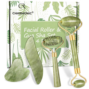 4pcs Jade Roller & Gua Sha Set — Facial Massager for Anti-Aging & Wrinkle Care