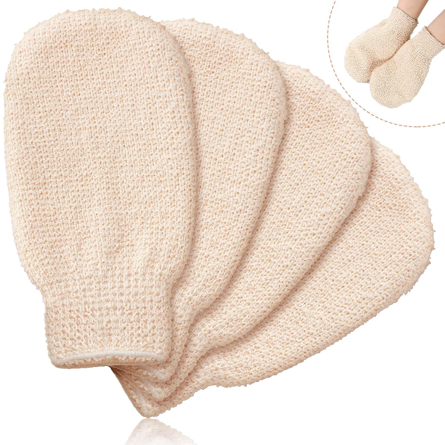 4 Pack Exfoliating Bath Gloves — Shower Scrubbing Mitts for Deep Cleaning