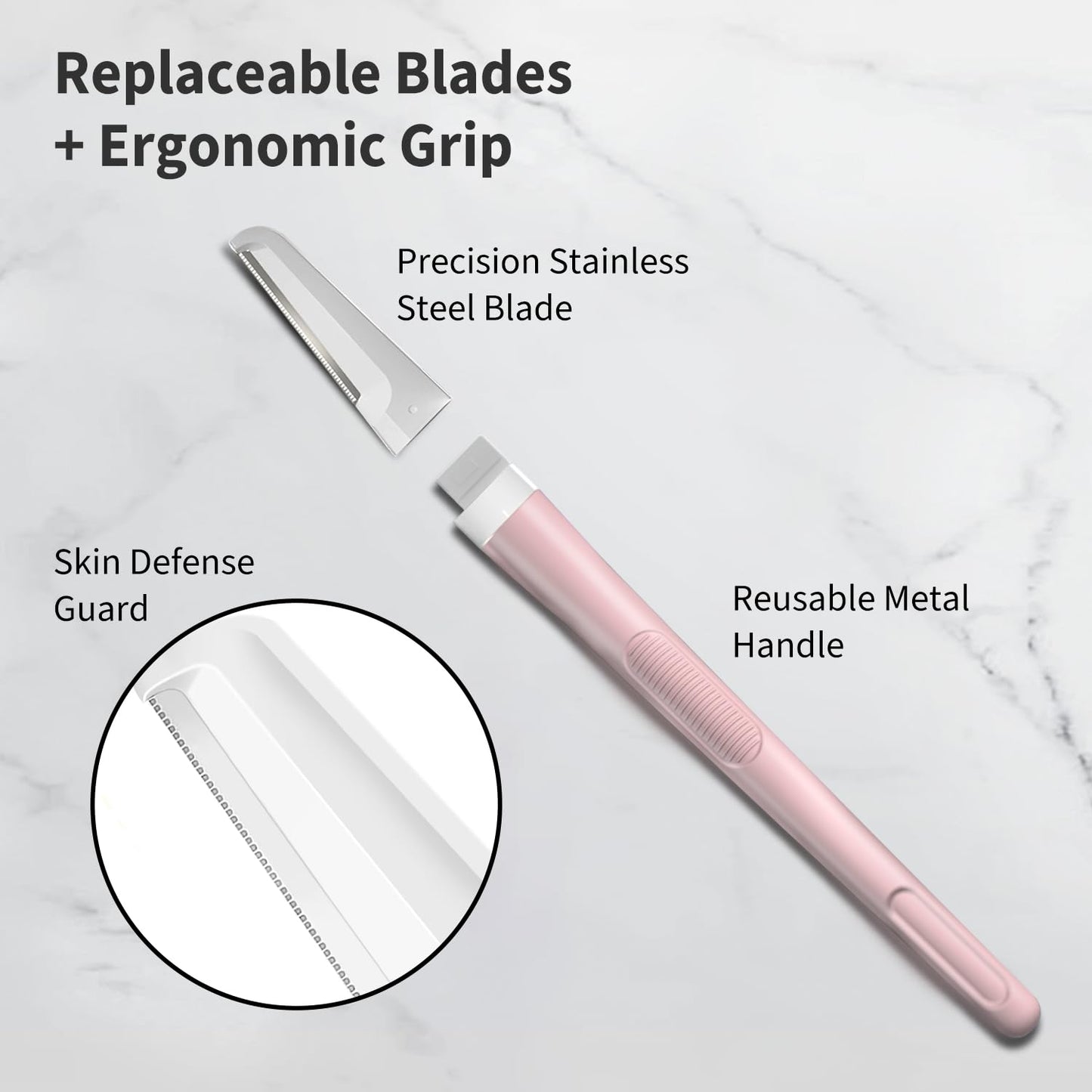 Dermaplane Razor for Women — Facial Hair Removal & Exfoliating Tool, 8 Blades