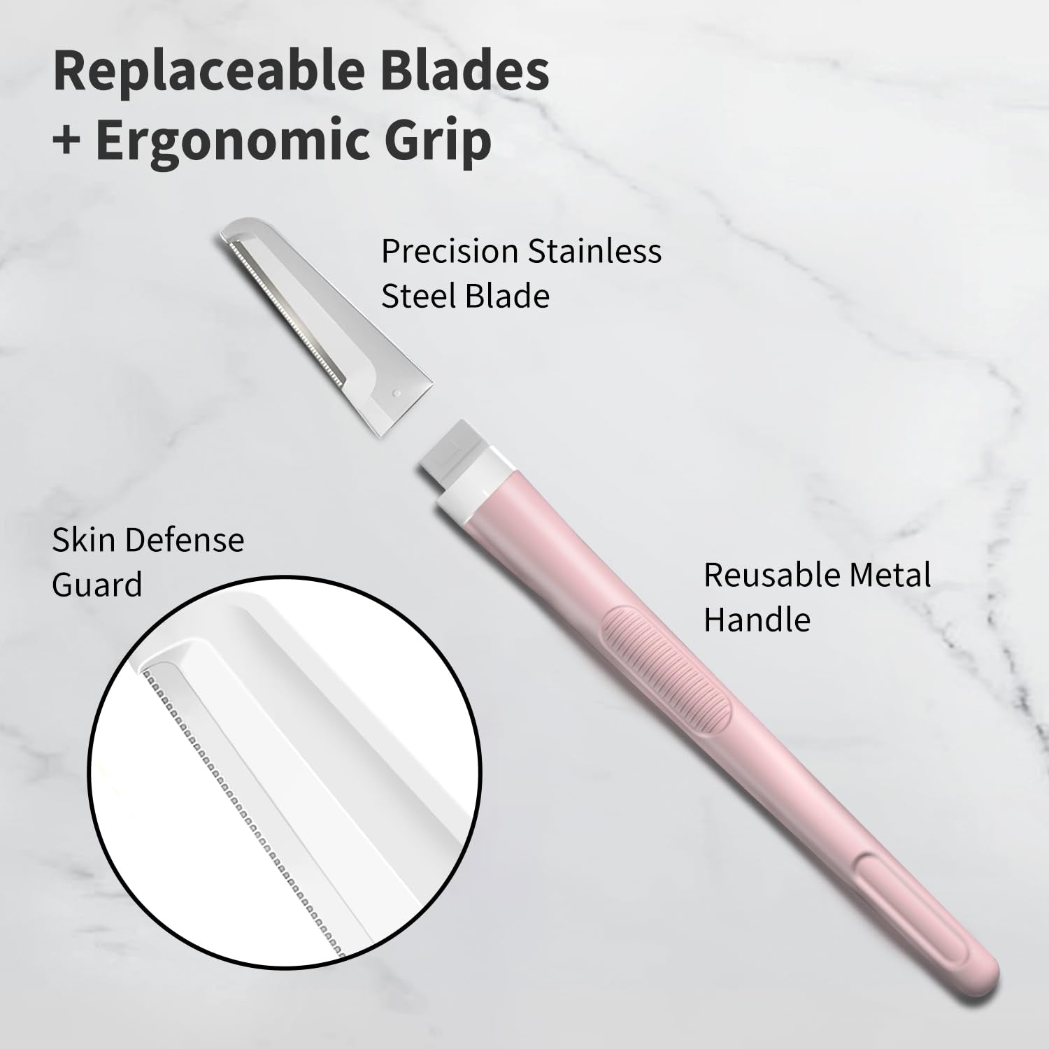 Dermaplane Razor for Women — Facial Hair Removal & Exfoliating Tool, 8 Blades
