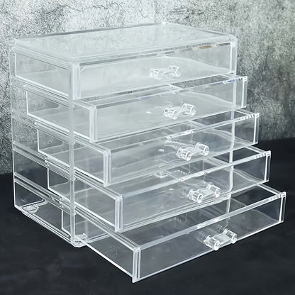 Zynerae 3/5-Tier Clear Acrylic Cosmetic Organizer – Dustproof Vanity Storage.