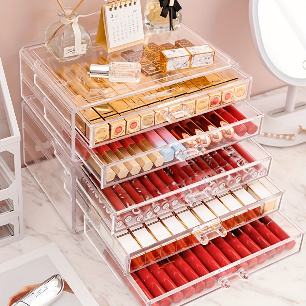 Zynerae 3/5-Tier Clear Acrylic Cosmetic Organizer – Dustproof Vanity Storage