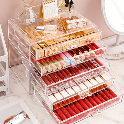 Zynerae 3/5-Tier Clear Acrylic Cosmetic Organizer – Dustproof Vanity Storage.