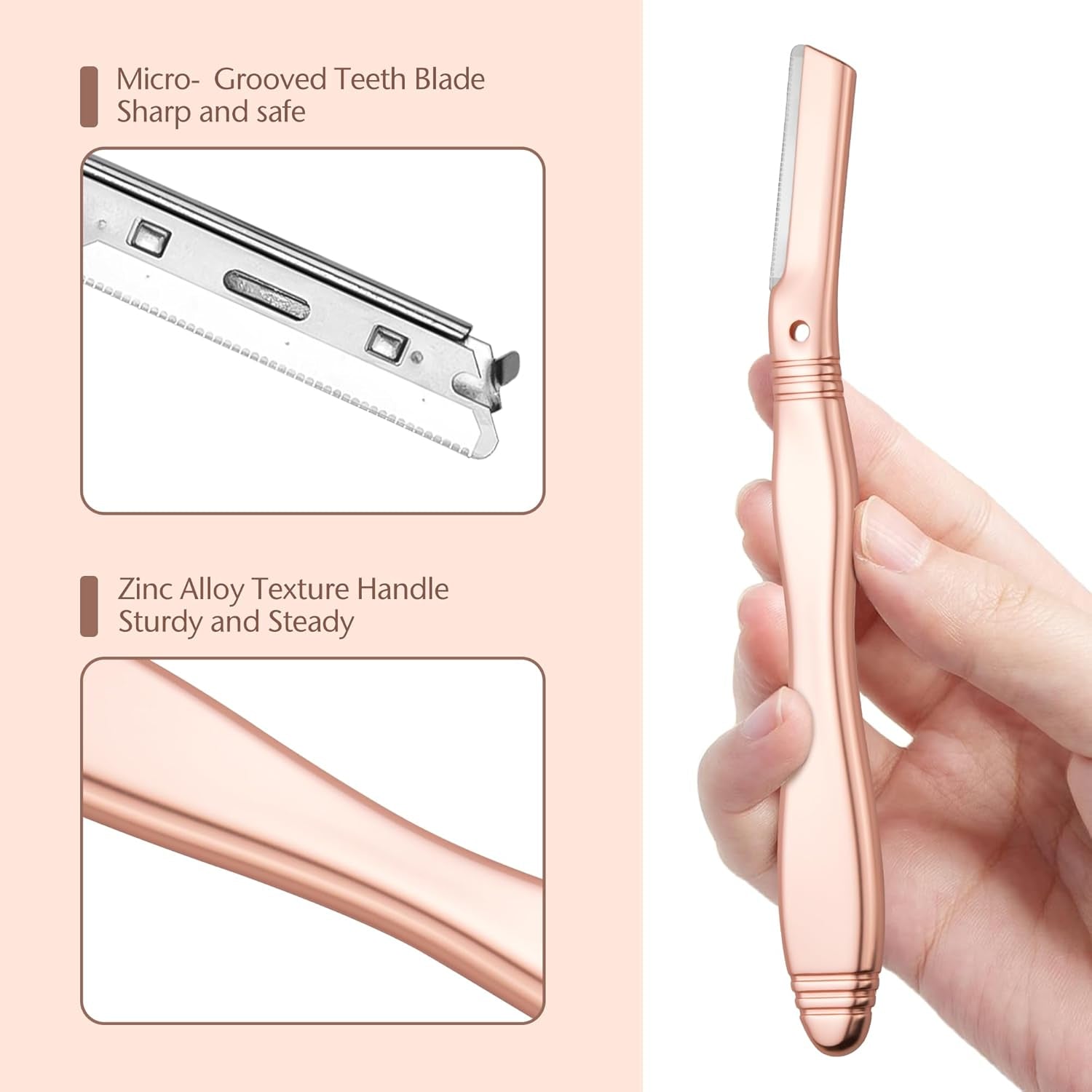 Eyebrow Razor & Dermaplaning Tool — Facial Razor for Women & Men, 6 Refills