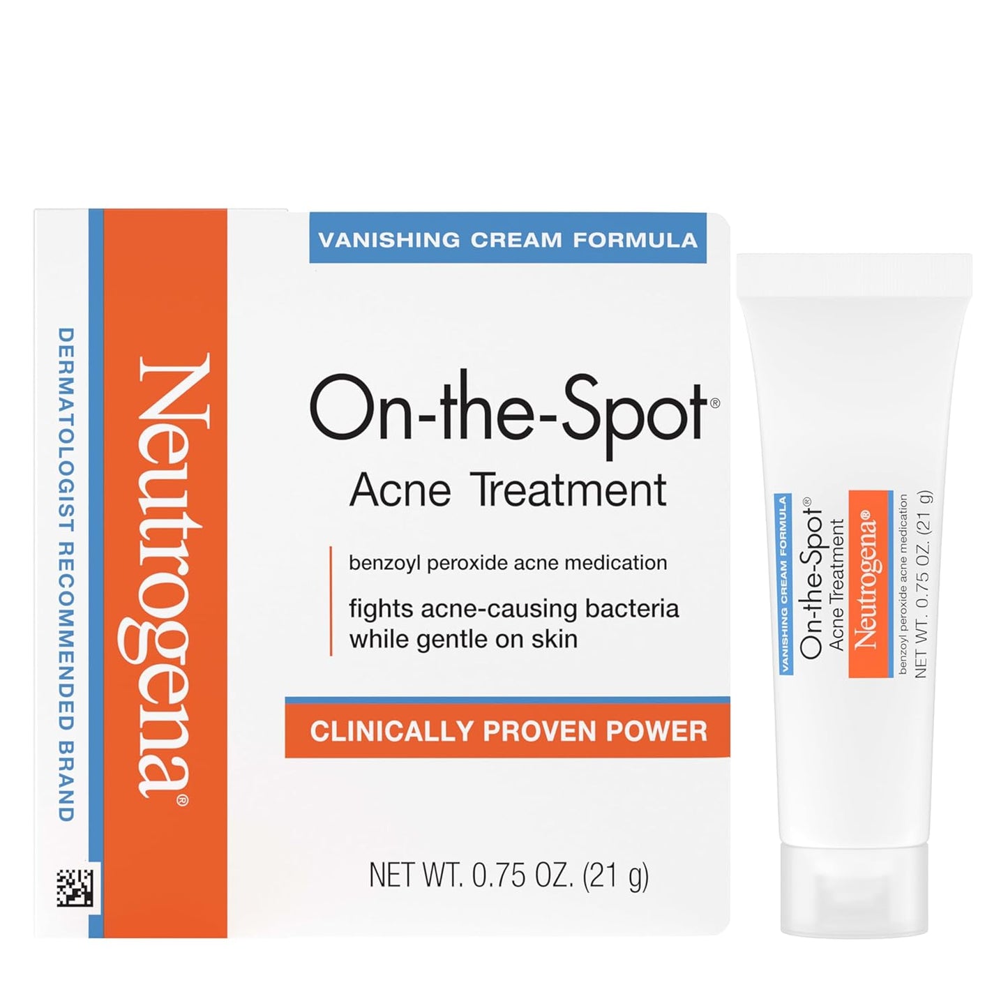 On-The-Spot Acne Spot Treatment Cream with 2.5% Benzoyl Peroxide, 0.75-Ounce Tube