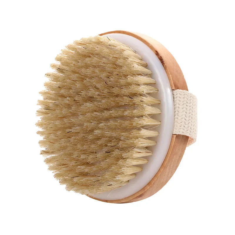 Zynerae Natural Bristle Body Brush – Exfoliating Wet & Dry Bath Massager