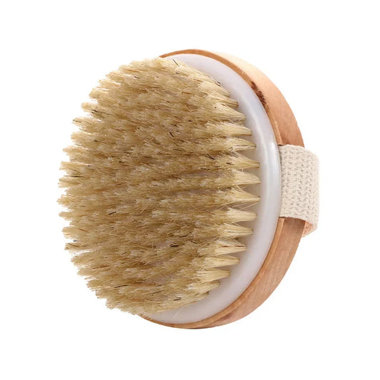 Zynerae Natural Bristle Body Brush – Exfoliating Wet & Dry Bath Massager