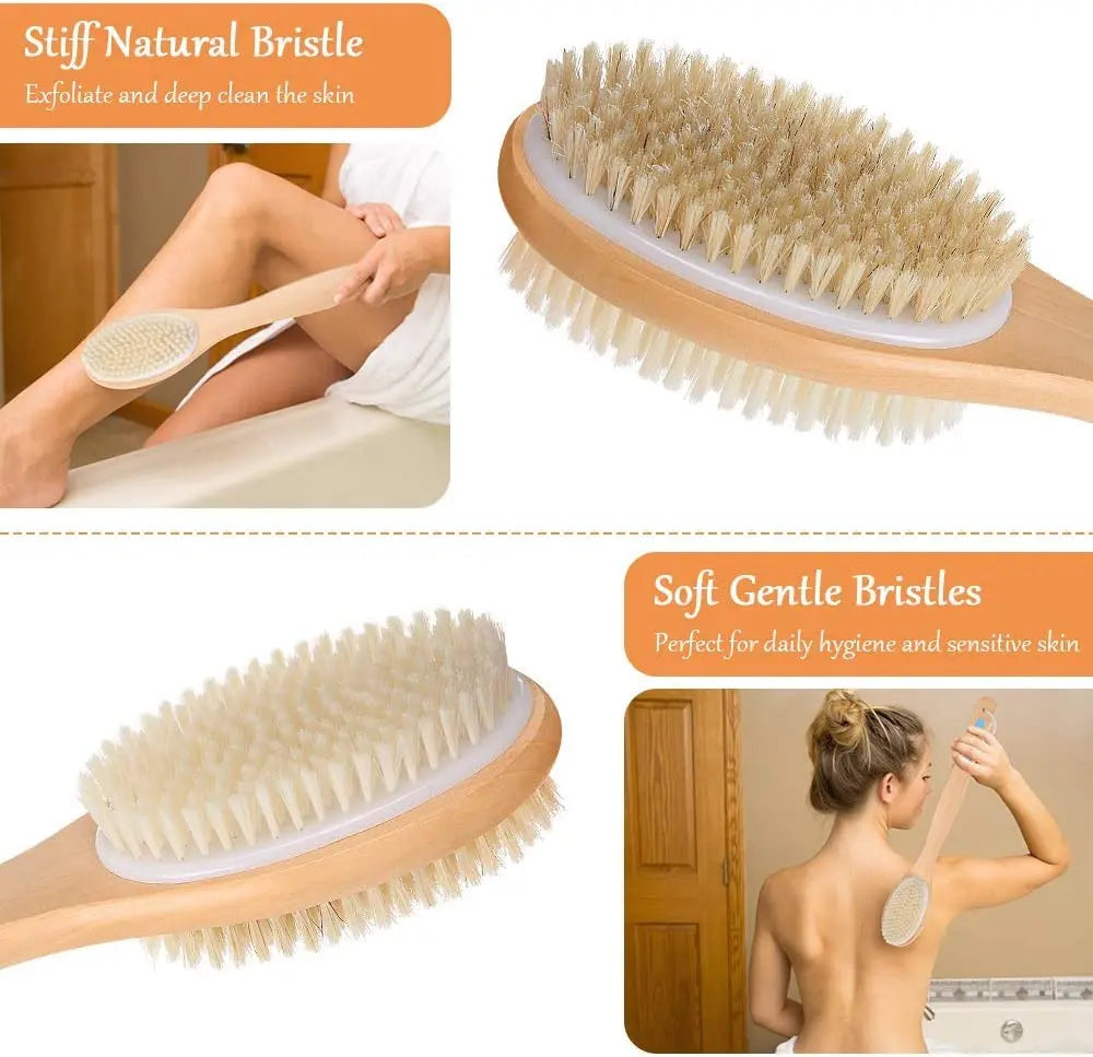 Zynerae Long Handle Body Brush – Exfoliating & Massage Double-Sided Shower Scrubber